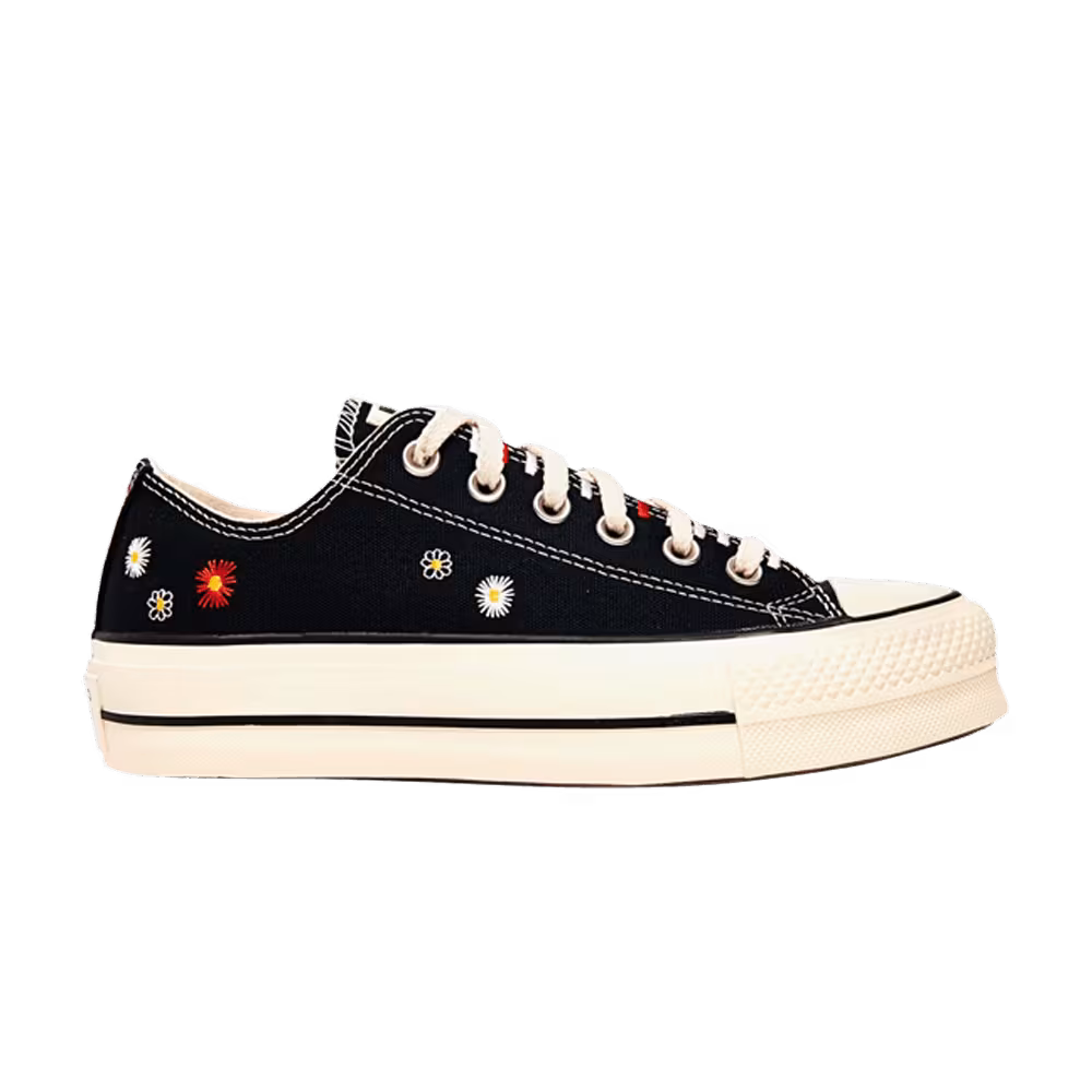 Converse Women's Chuck Taylor All Star Lift Low Daisy Embroidery - Black