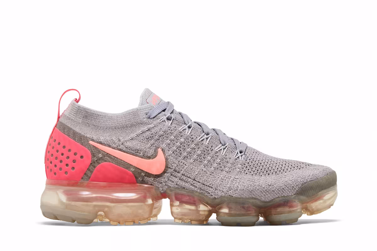 Nike Women's Air VaporMax Flyknit 2 Grey Crimson, view 2