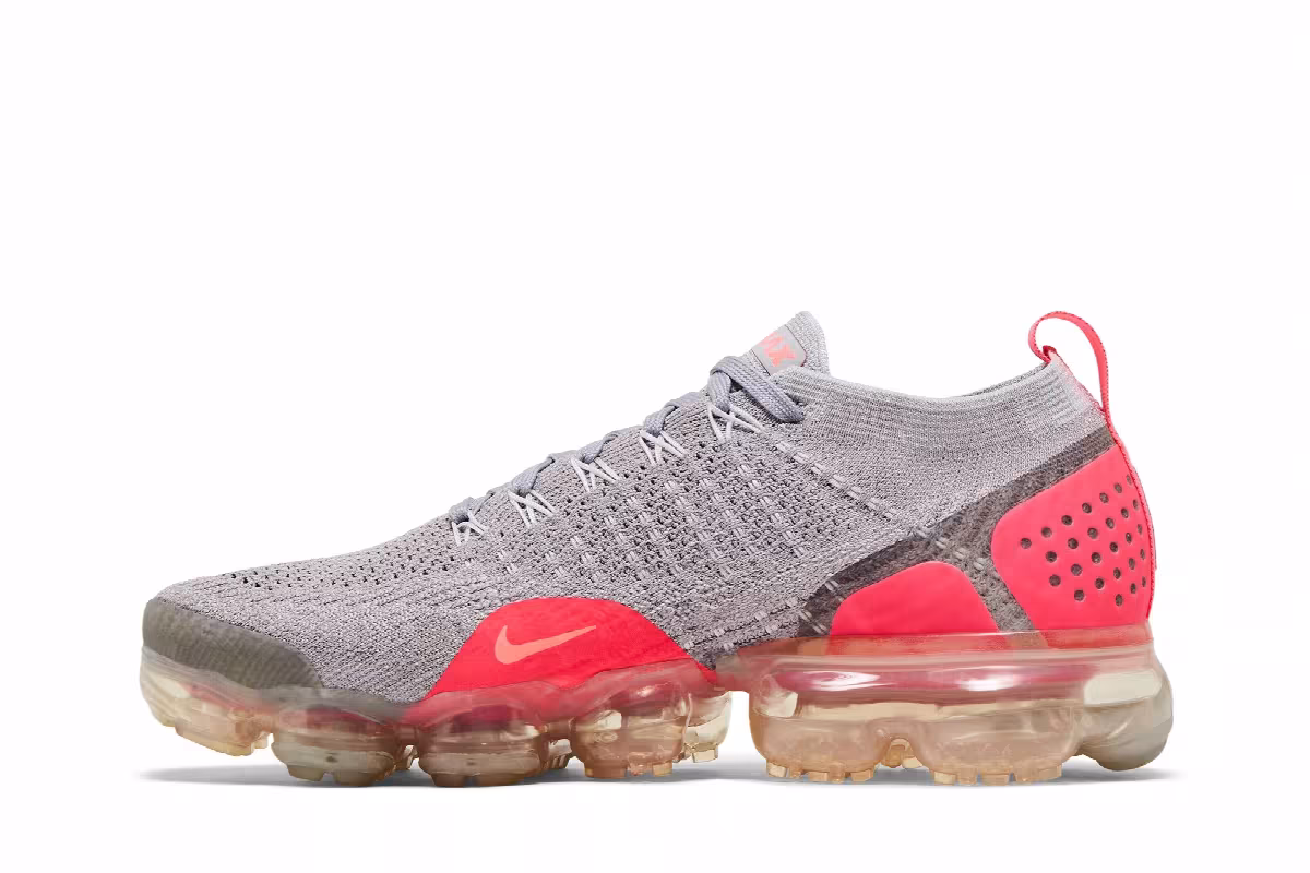 Nike Women's Air VaporMax Flyknit 2 Grey Crimson, view 4