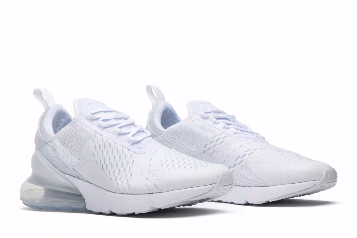 Nike Women's Air Max 270 Triple White, view 9