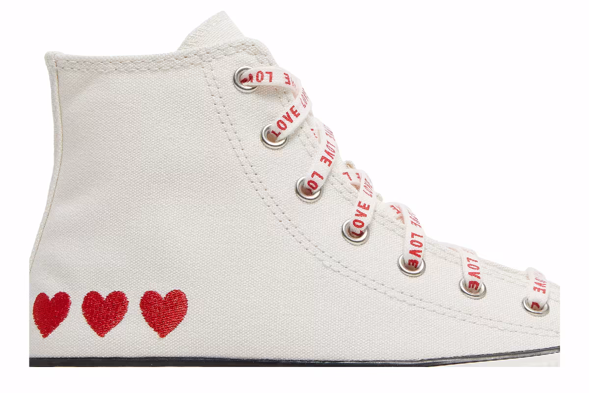 Converse Chuck Taylor All Star High GS Embroidered Hearts, view 3