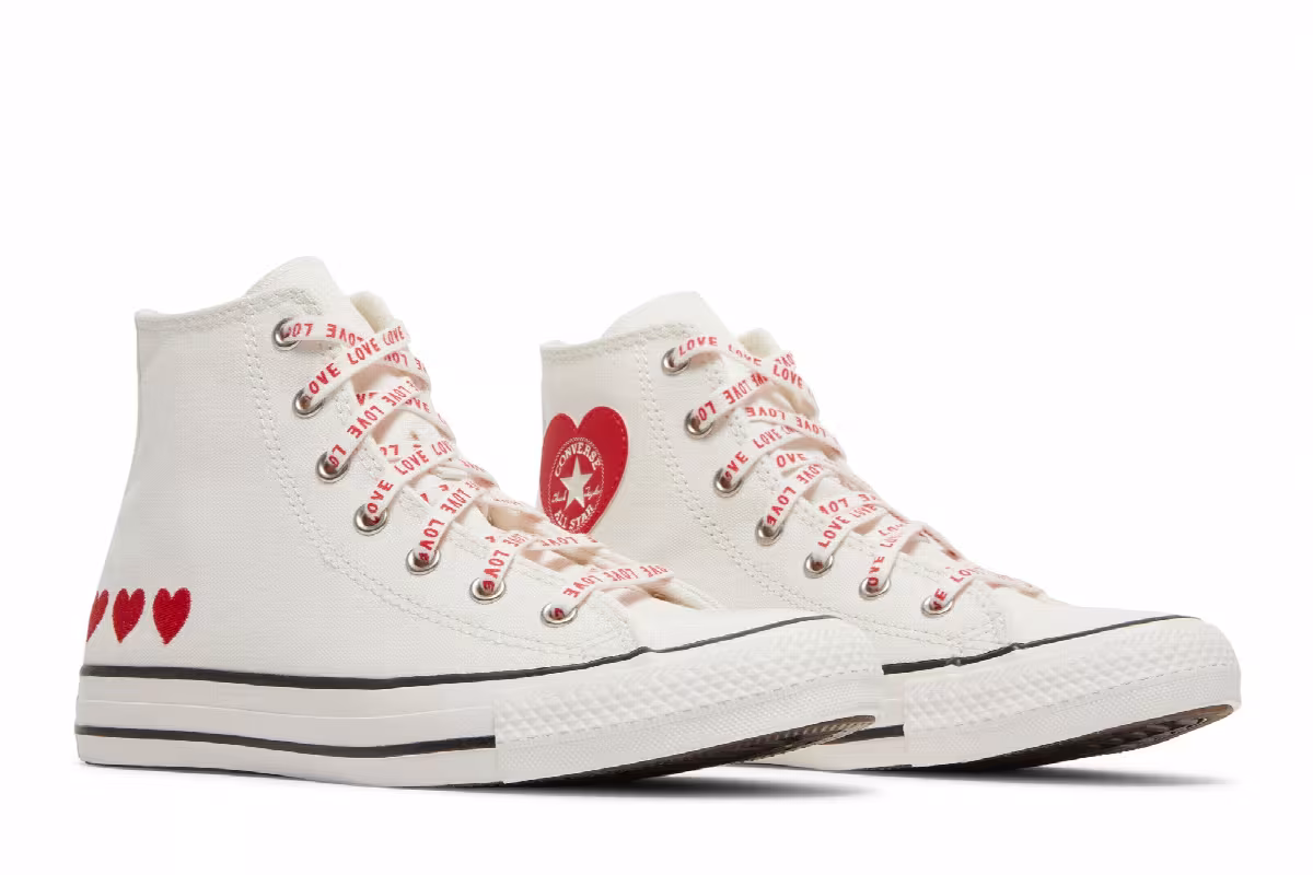 Converse Chuck Taylor All Star High GS Embroidered Hearts, view 9