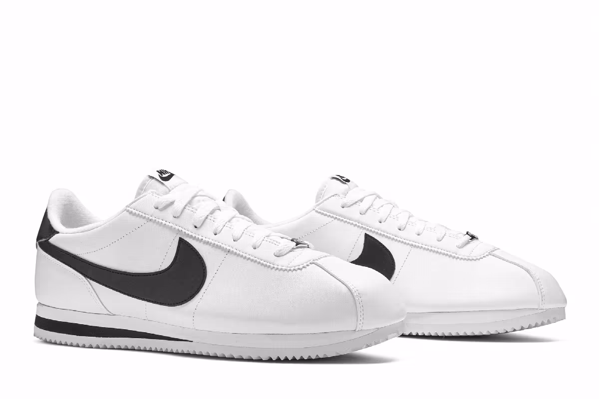 Nike Cortez Basic Leather White Black, view 9