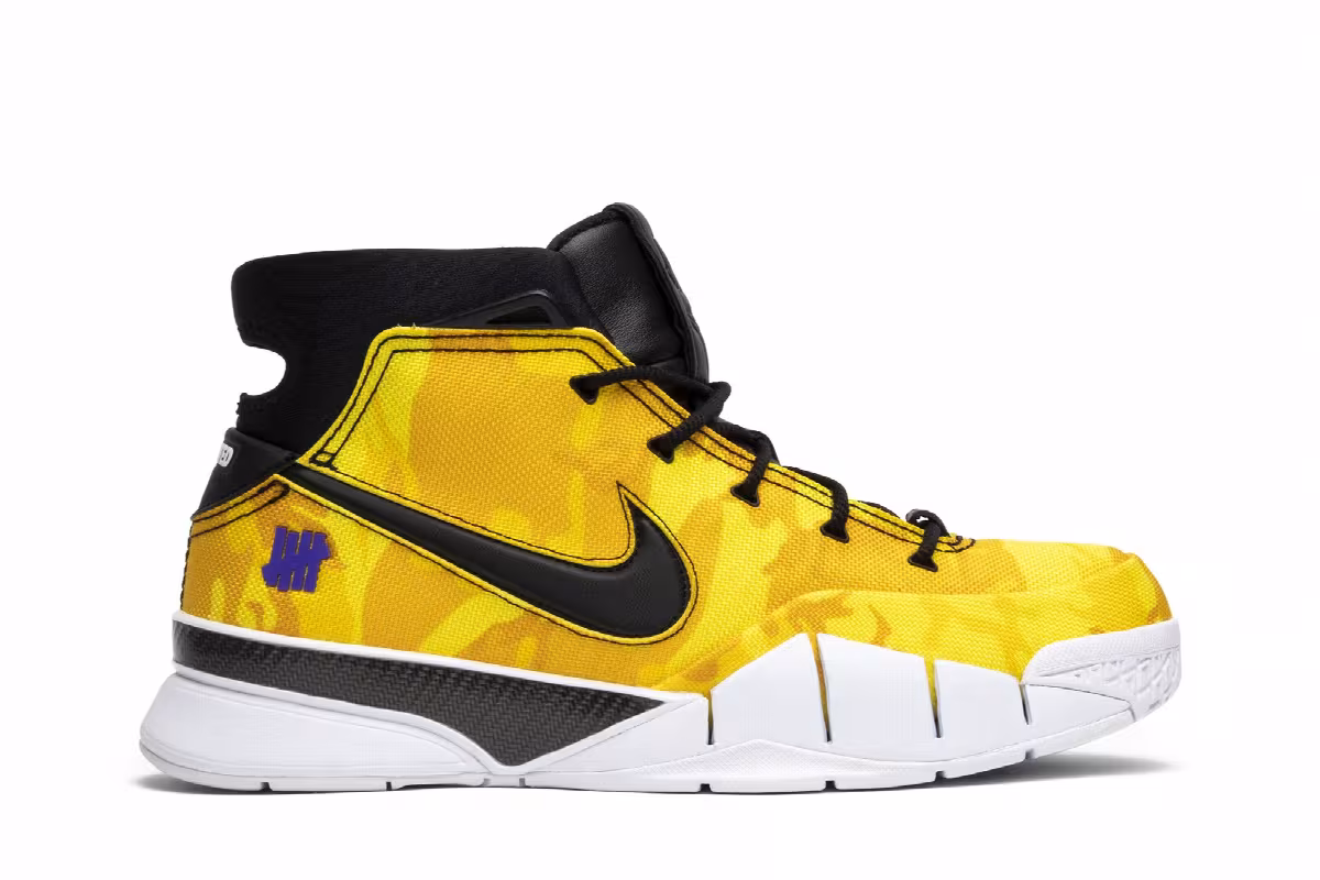 Undefeated x Nike Zoom Kobe 1 Protro Yellow Camo, view 2