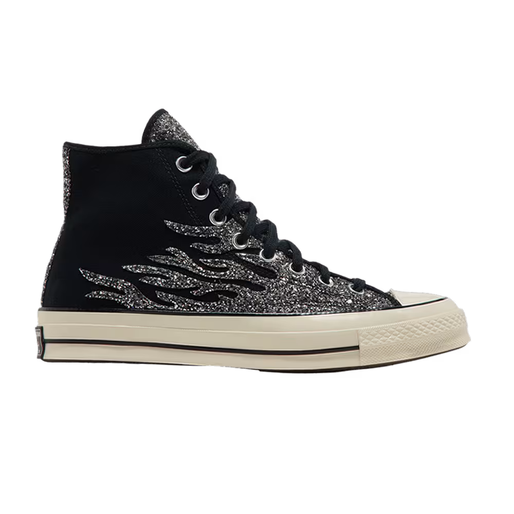Converse Women's Chuck 70 High Archival Glitter Flame - Black Egret