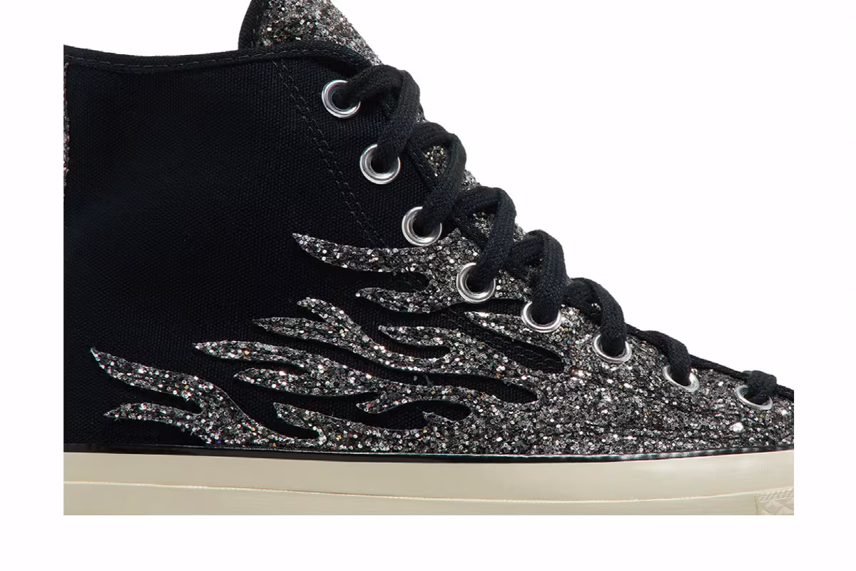 Converse Women's Chuck 70 High Archival Glitter Flame - Black Egret, view 3