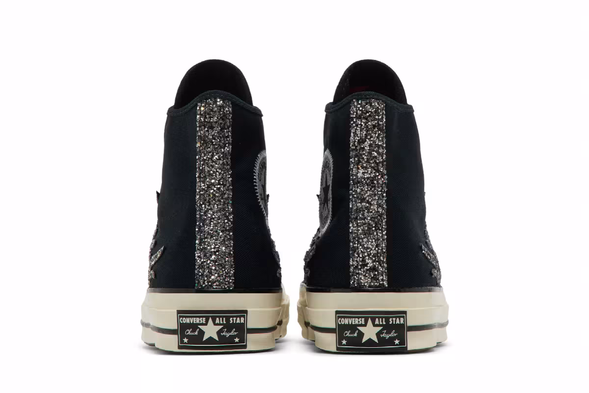 Converse Women's Chuck 70 High Archival Glitter Flame - Black Egret, view 7