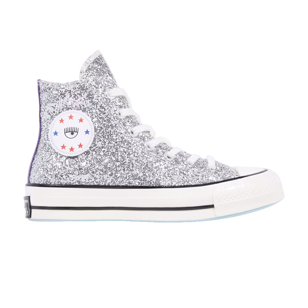 Chiara x Converse Women's Chuck 70 High Silver Glitter Purple