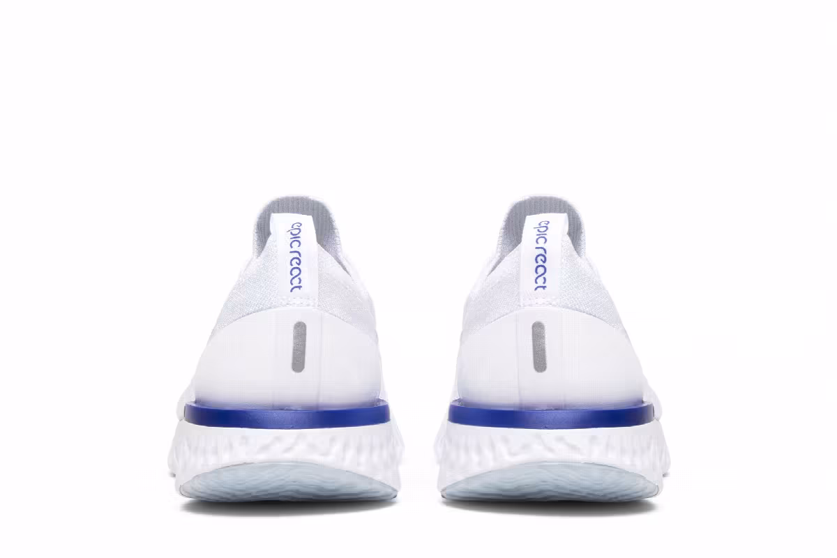Nike Women's Epic React Flyknit White Racer Blue, view 7