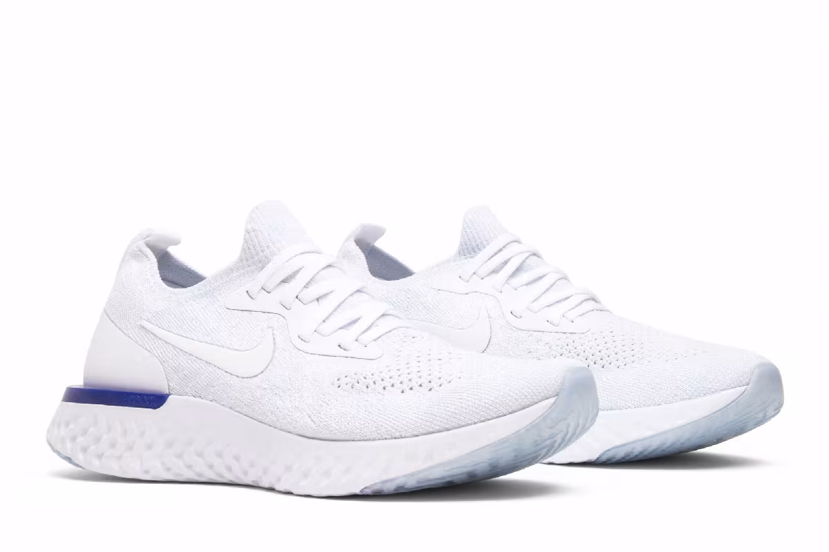 Nike Women's Epic React Flyknit White Racer Blue, view 9