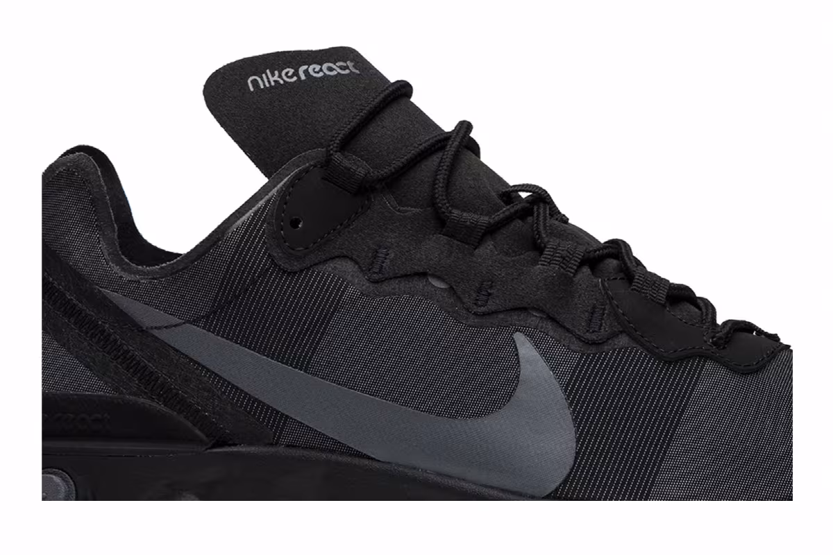 Nike React Element 55 Triple Black, view 3