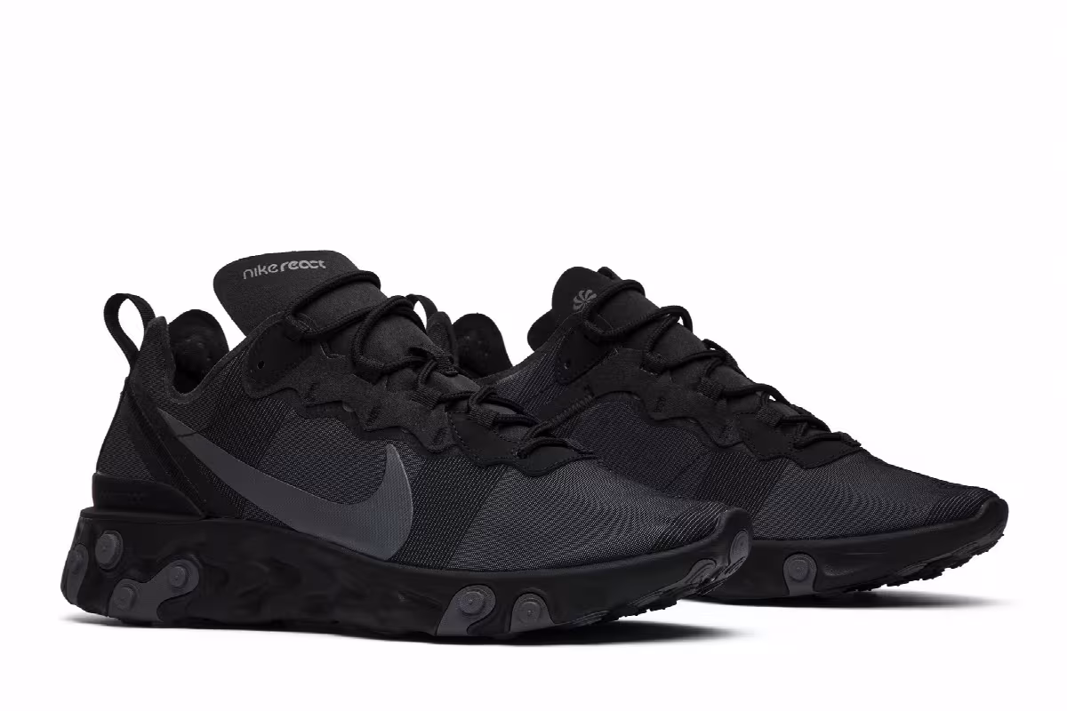 Nike React Element 55 Triple Black, view 9