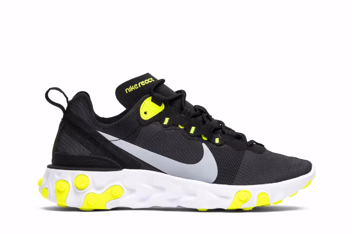 Nike Women's React Element 55 Black Volt, view 2