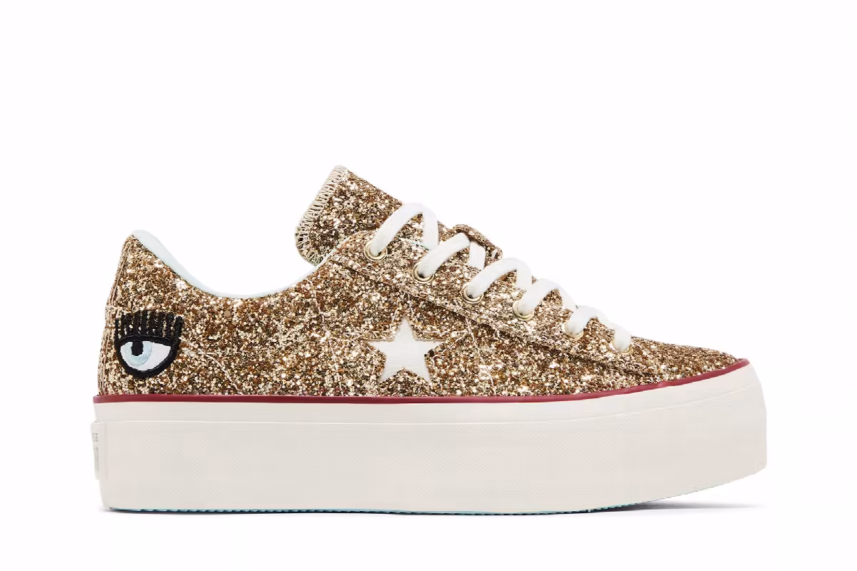 Chiara Ferragni x Converse Women's One Star Platform Ox Gold Glacier Blue, view 2