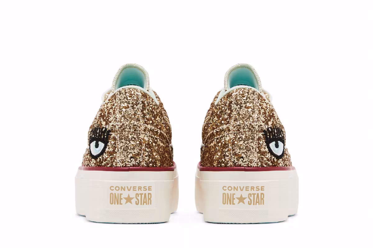 Chiara Ferragni x Converse Women's One Star Platform Ox Gold Glacier Blue, view 7