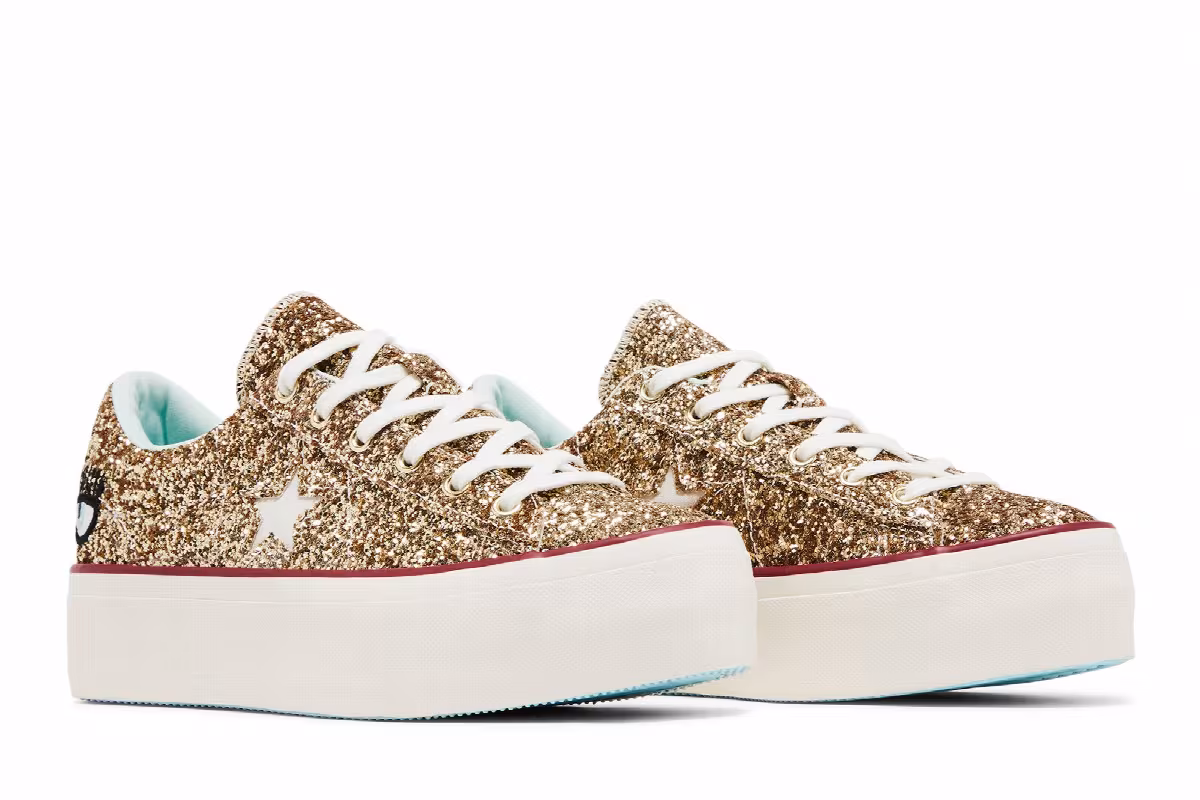 Chiara Ferragni x Converse Women's One Star Platform Ox Gold Glacier Blue, view 9