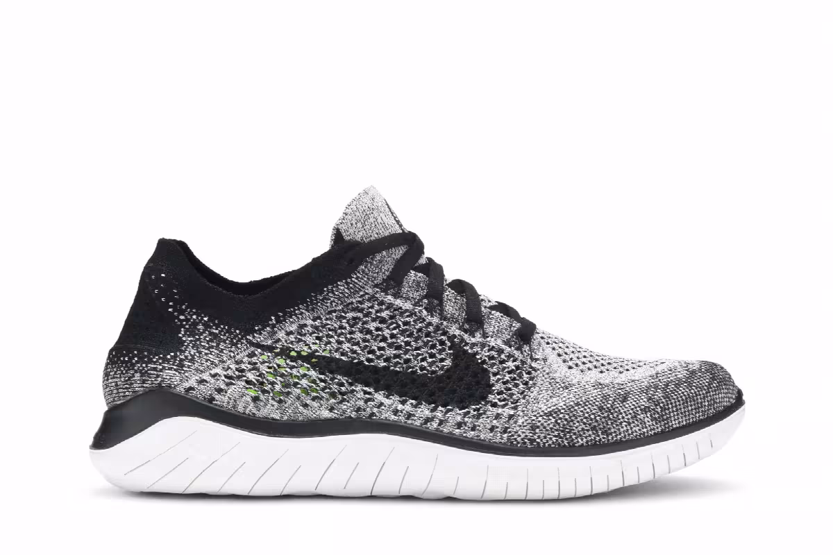 Nike Women's Free RN Flyknit 2018 White Black, view 2