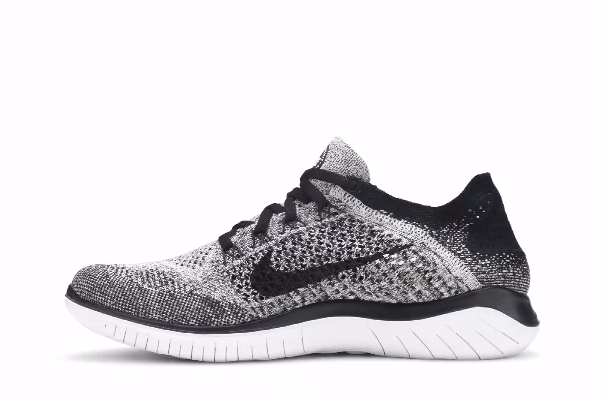 Nike Women's Free RN Flyknit 2018 White Black, view 4