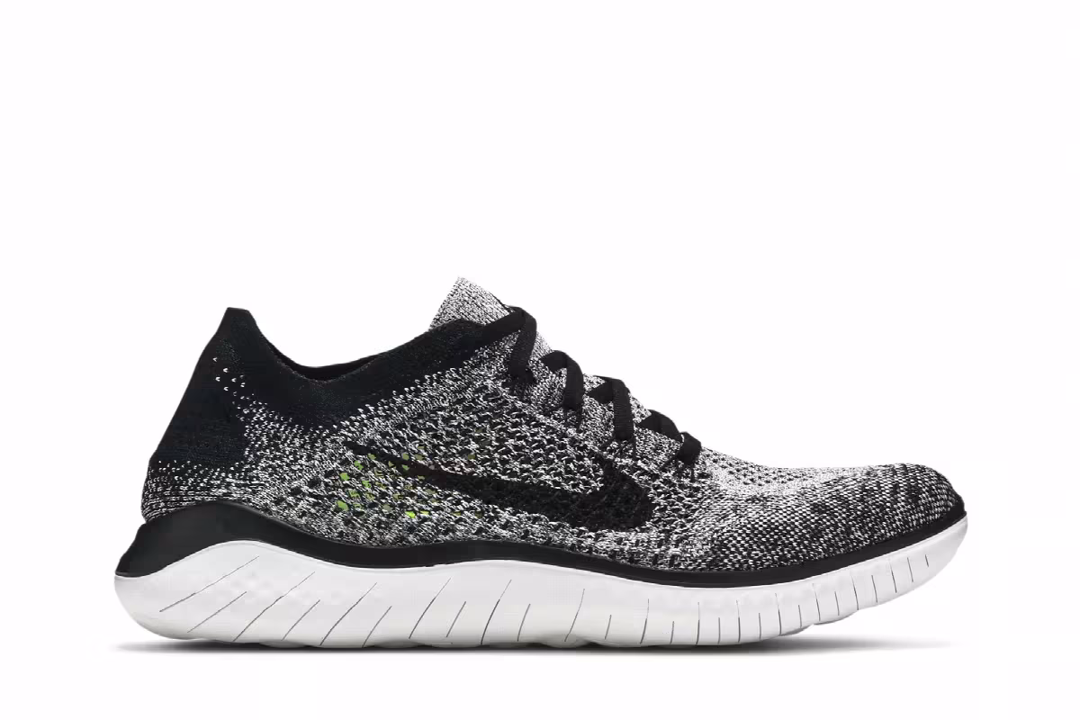 Nike Free RN Flyknit 2018 White Black, view 2