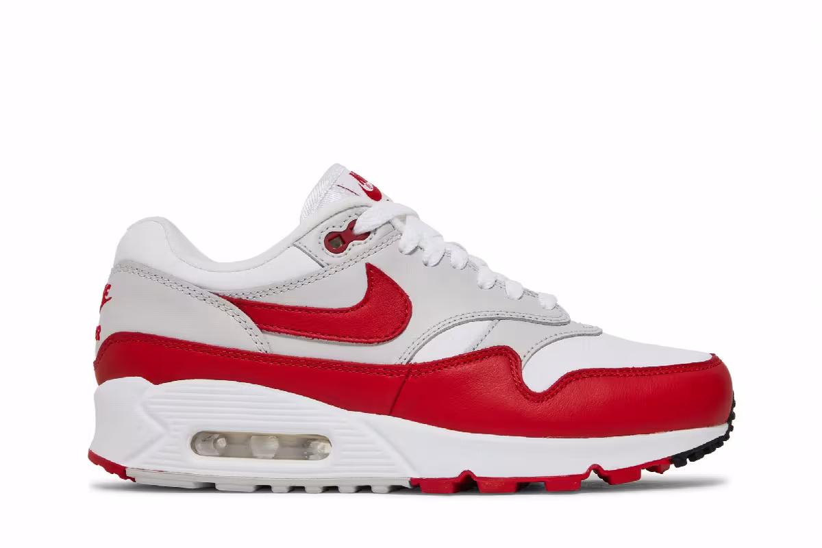 Nike Women's Air Max 90/1 White University Red, view 2