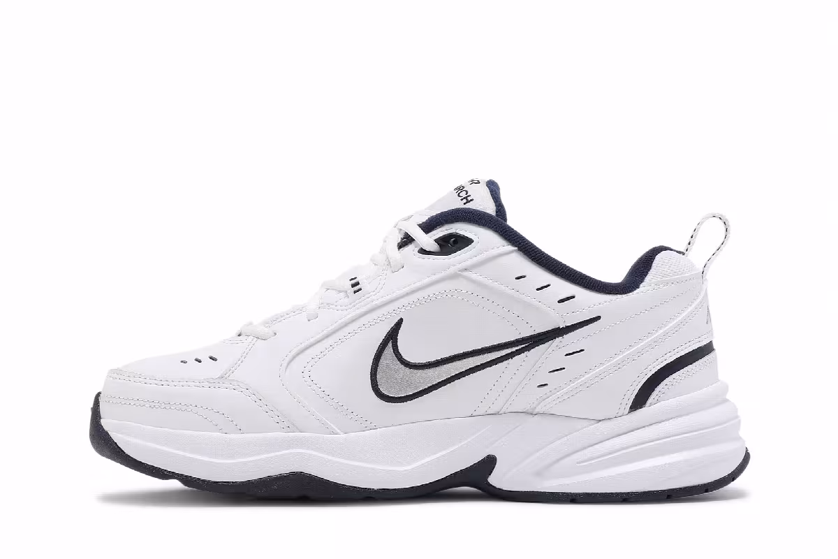 Nike Air Monarch IV White Navy, view 4
