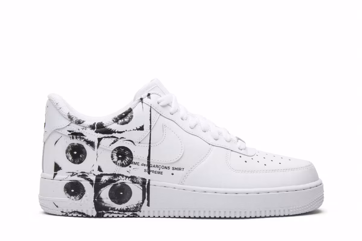 Supreme x Comme des Garçons SHIRT x Nike Air Force 1 Low Eyes, view 2
