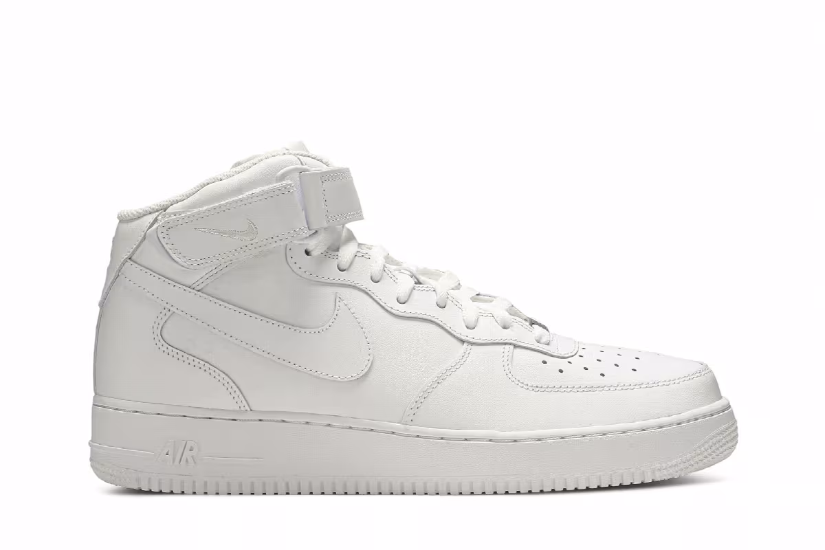 Nike Men's Air Force 1 Mid White, view 2