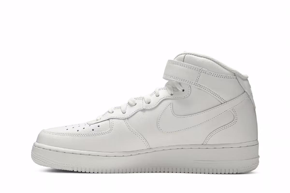 Nike Men's Air Force 1 Mid White, view 4