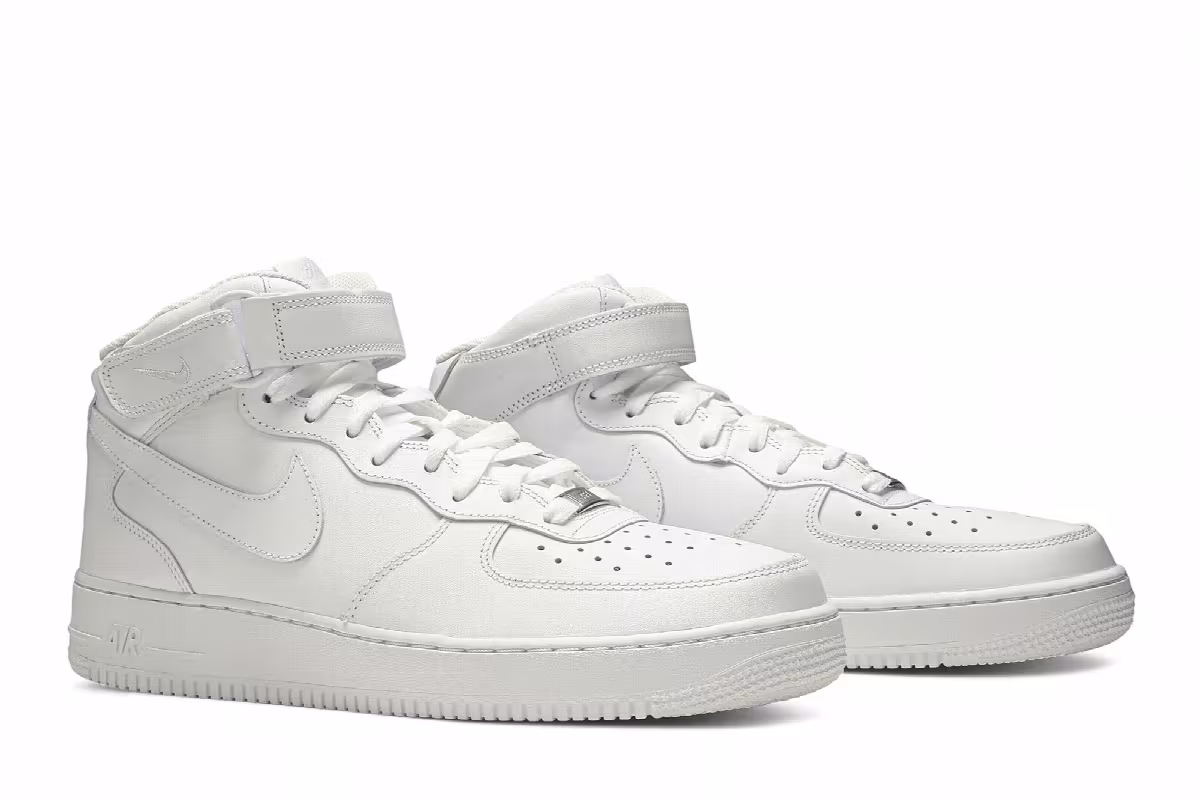 Nike Men's Air Force 1 Mid White, view 9