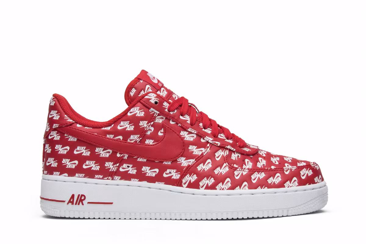 Nike Air Force 1 Low 07 QS All Over Logo Red, view 2