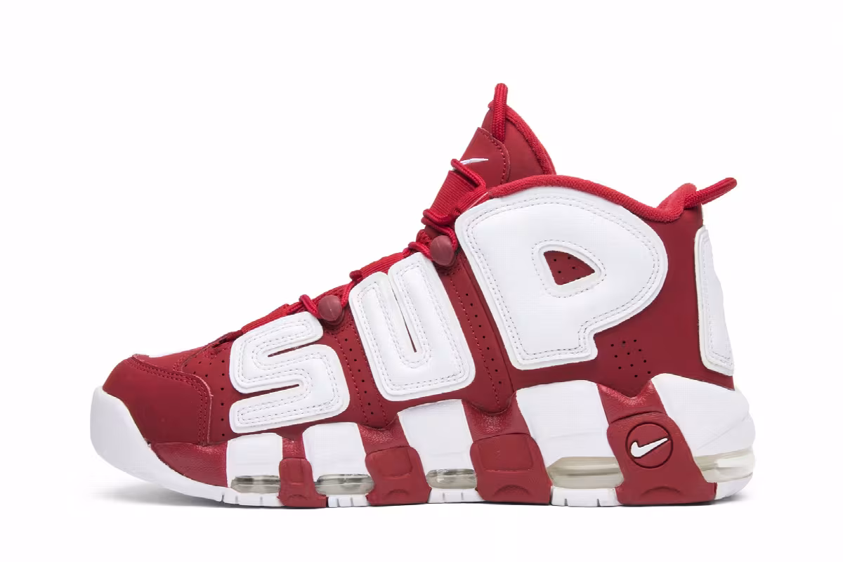 Supreme x Nike Air More Uptempo Red, view 4