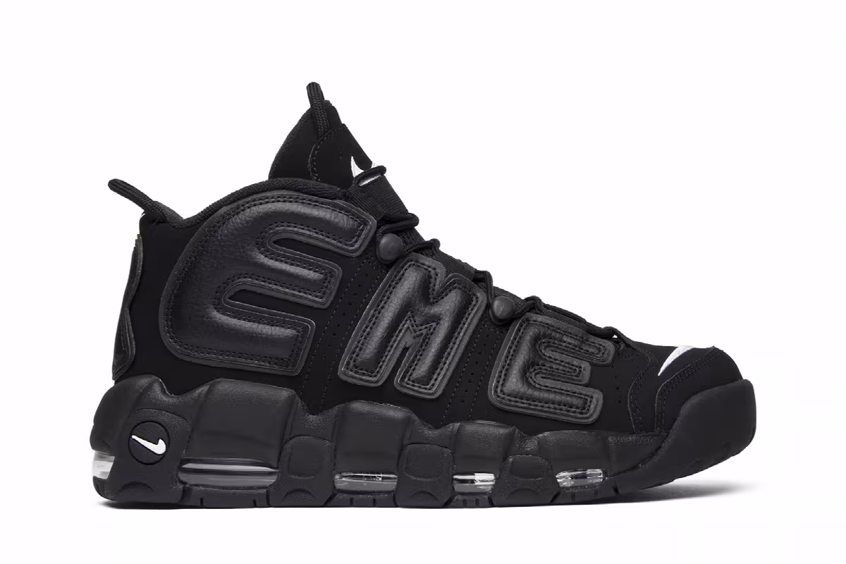 Supreme x Nike Air More Uptempo Black, view 2