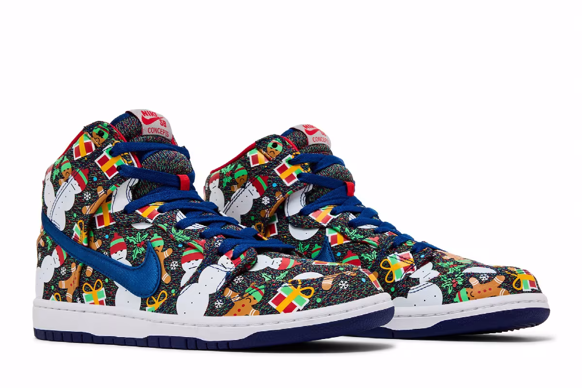 Concepts x Nike SB Dunk Pro High Ugly Christmas Sweater, view 9