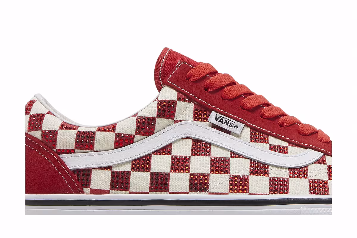 Supreme x Swarovski x Vans Skate Old Skool Red, view 3
