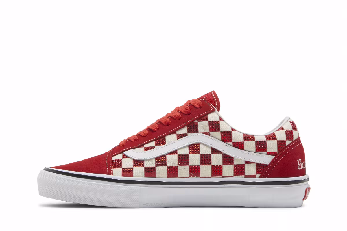 Supreme x Swarovski x Vans Skate Old Skool Red, view 4