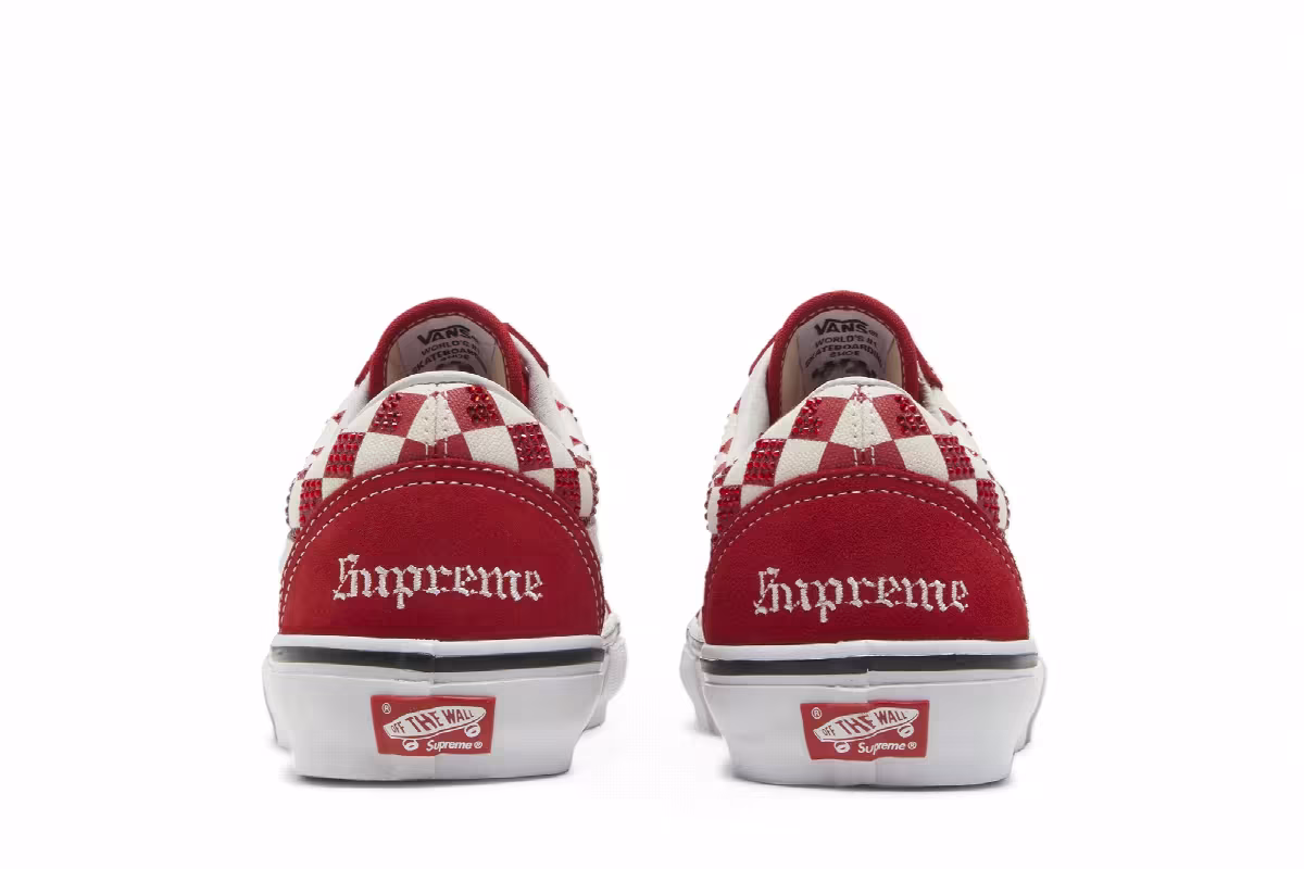 Supreme x Swarovski x Vans Skate Old Skool Red, view 7