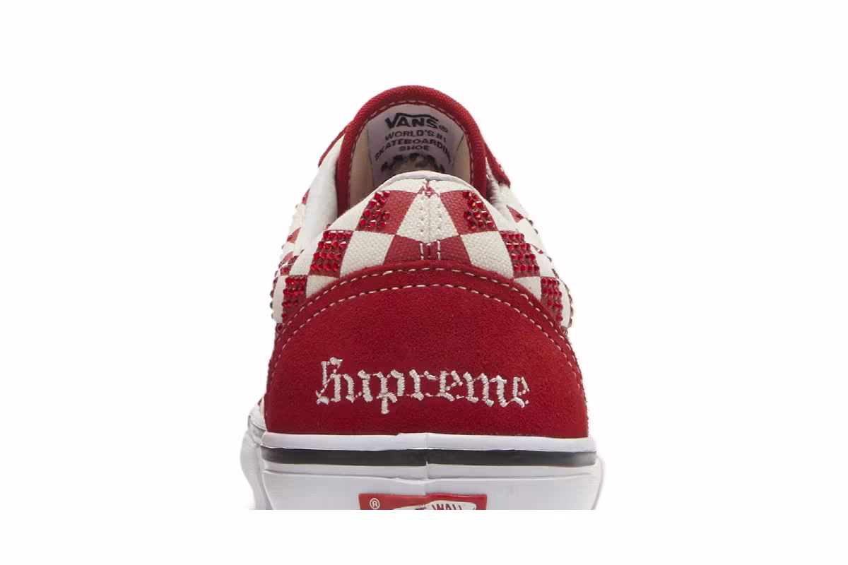 Supreme x Swarovski x Vans Skate Old Skool Red, view 8