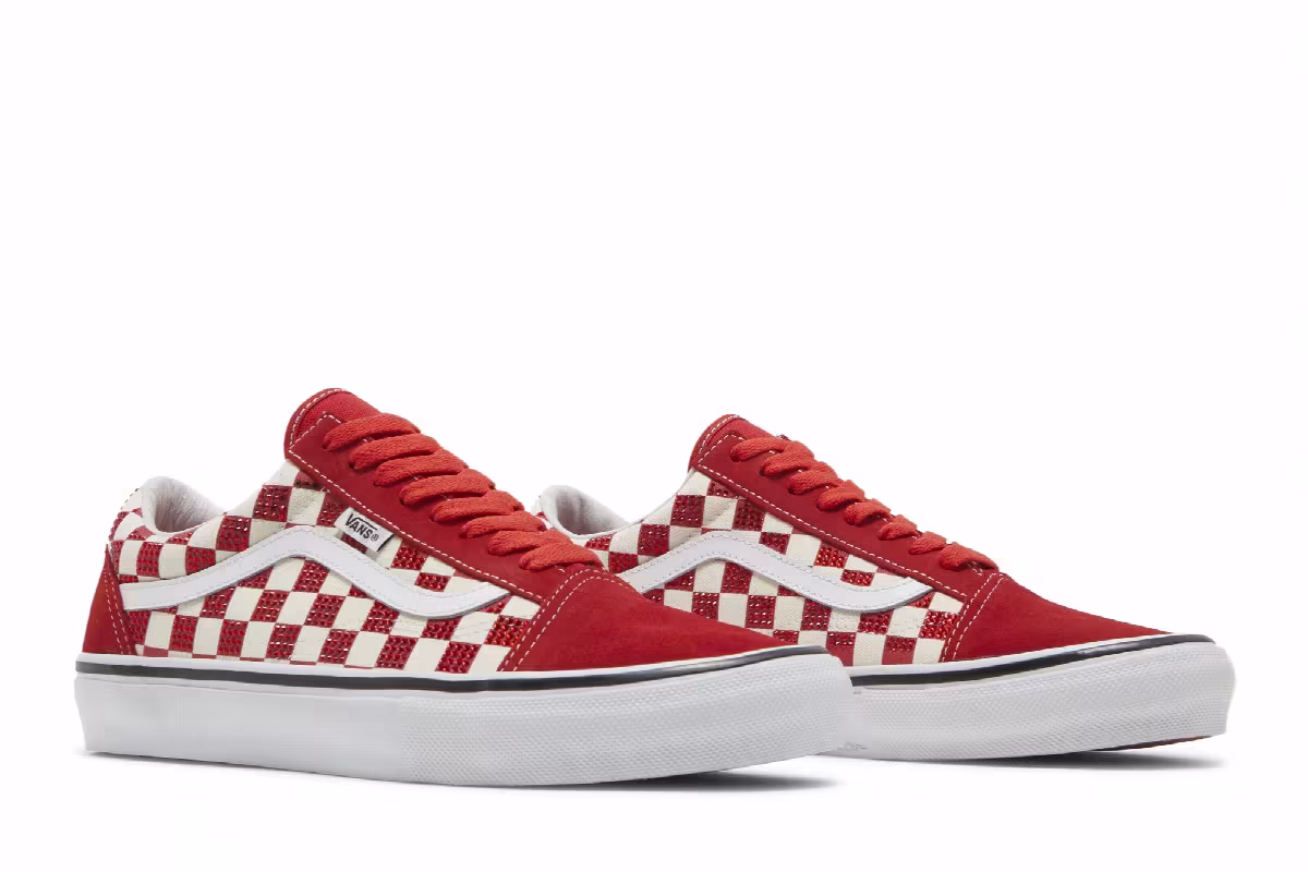 Supreme x Swarovski x Vans Skate Old Skool Red, view 9