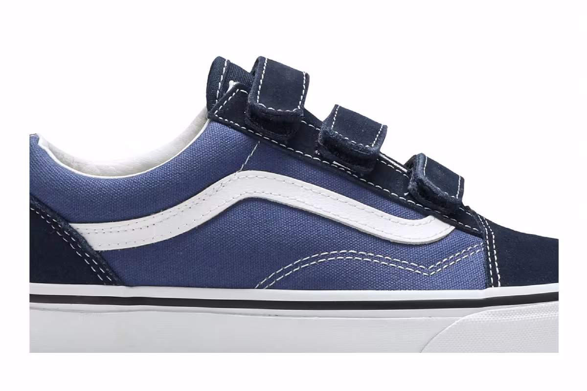 Vans Old Skool Suede Canvas Velcro Dress Blue, view 3