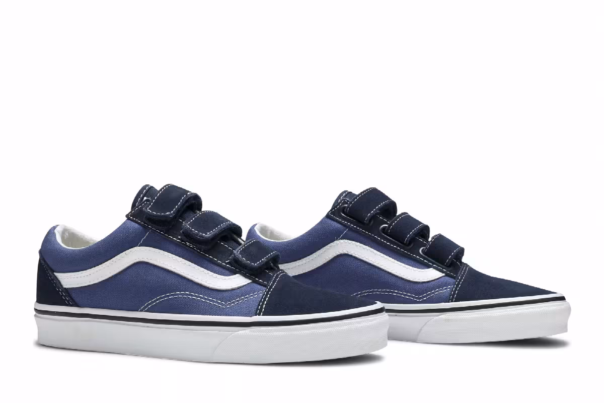 Vans Old Skool Suede Canvas Velcro Dress Blue, view 9