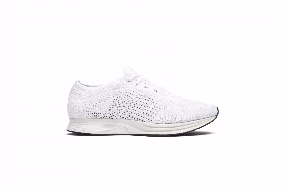 Nike Flyknit Racer Triple White, view 2