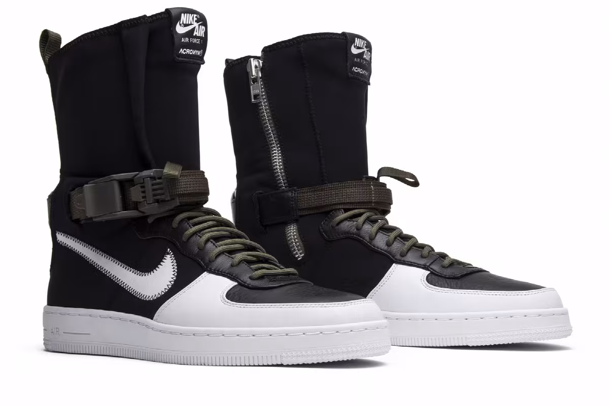 Acronym x NikeLab Air Force Downtown 1 Hi SP Black White, view 9