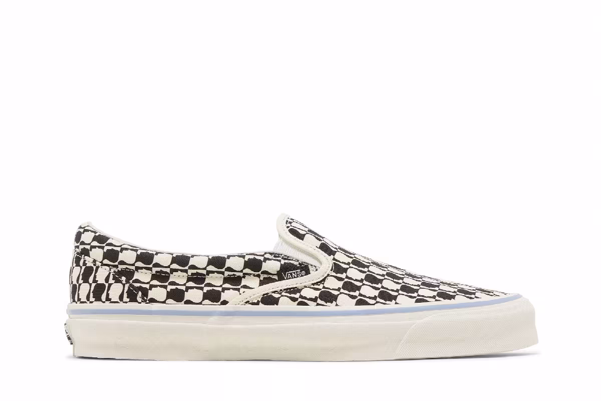 Brain Dead x Vans OG Classic Slip-On LX Black White Checkerboard, view 2