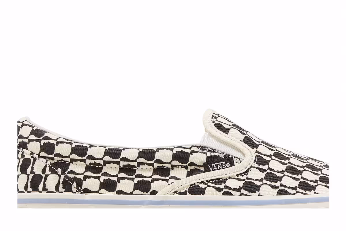Brain Dead x Vans OG Classic Slip-On LX Black White Checkerboard, view 3