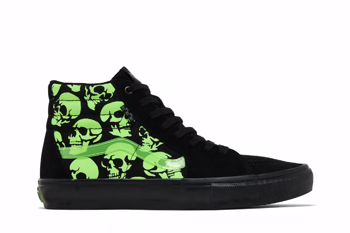 Vans Skate Sk8-Hi Glow Skulls, view 2