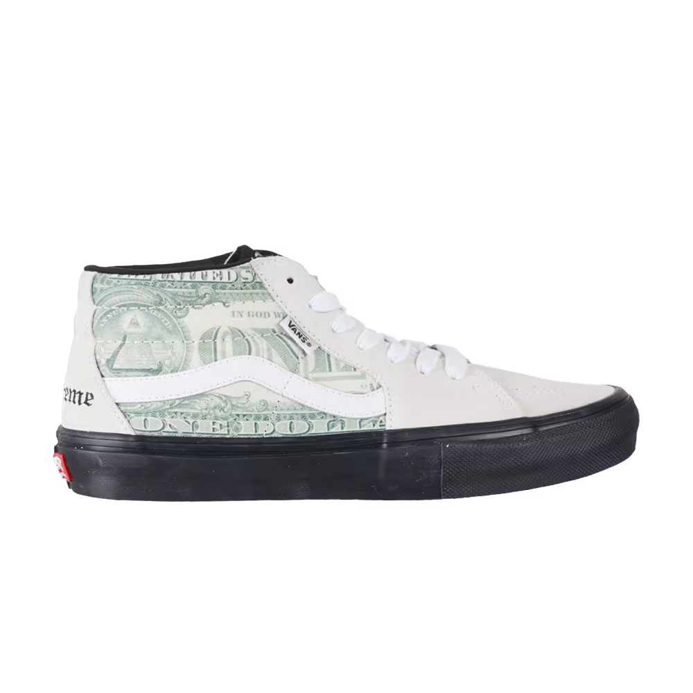 Supreme x Vans Skate Grosso Mid Dollar Bill - White