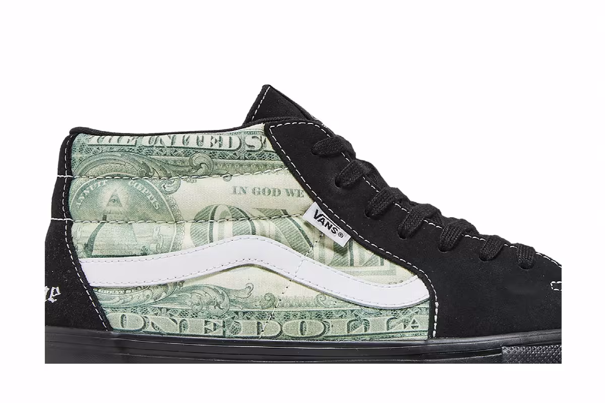 Supreme x Vans Skate Grosso Mid Dollar Bill - Black, view 3