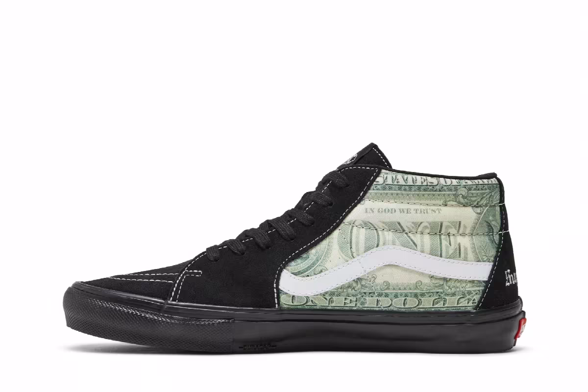 Supreme x Vans Skate Grosso Mid Dollar Bill - Black, view 4