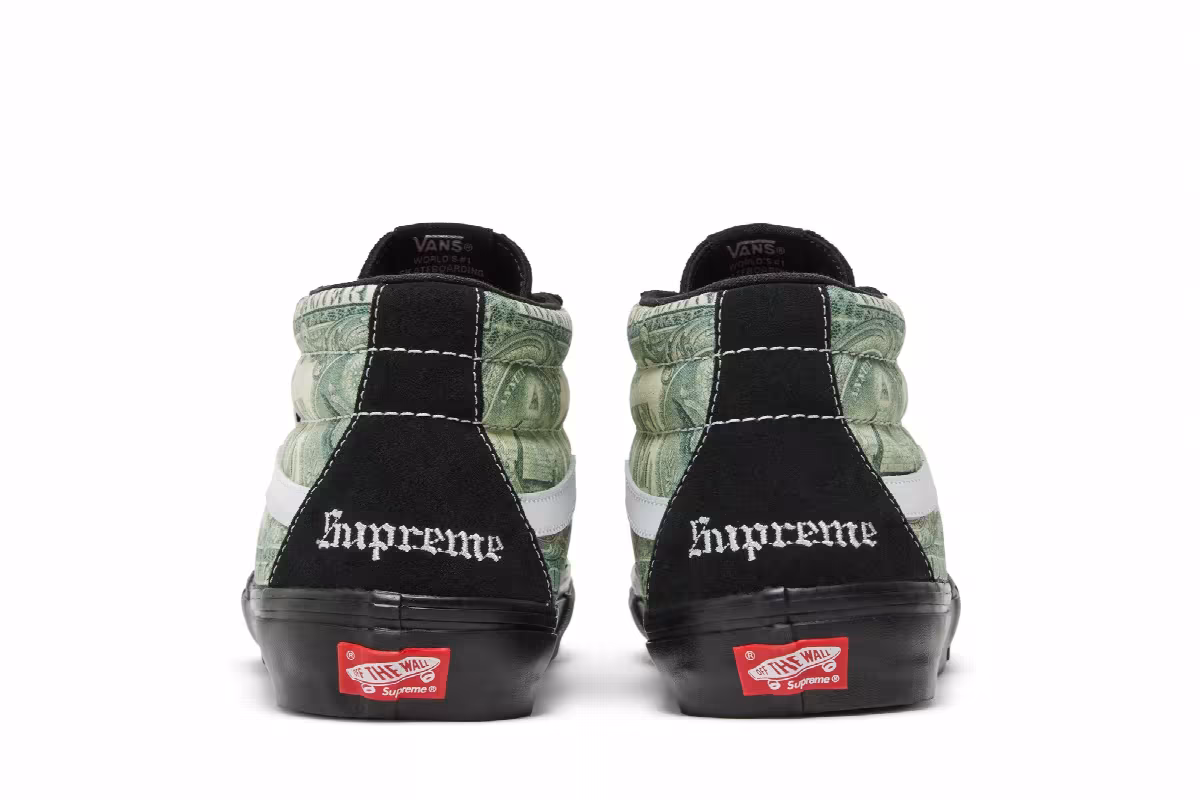 Supreme x Vans Skate Grosso Mid Dollar Bill - Black, view 7