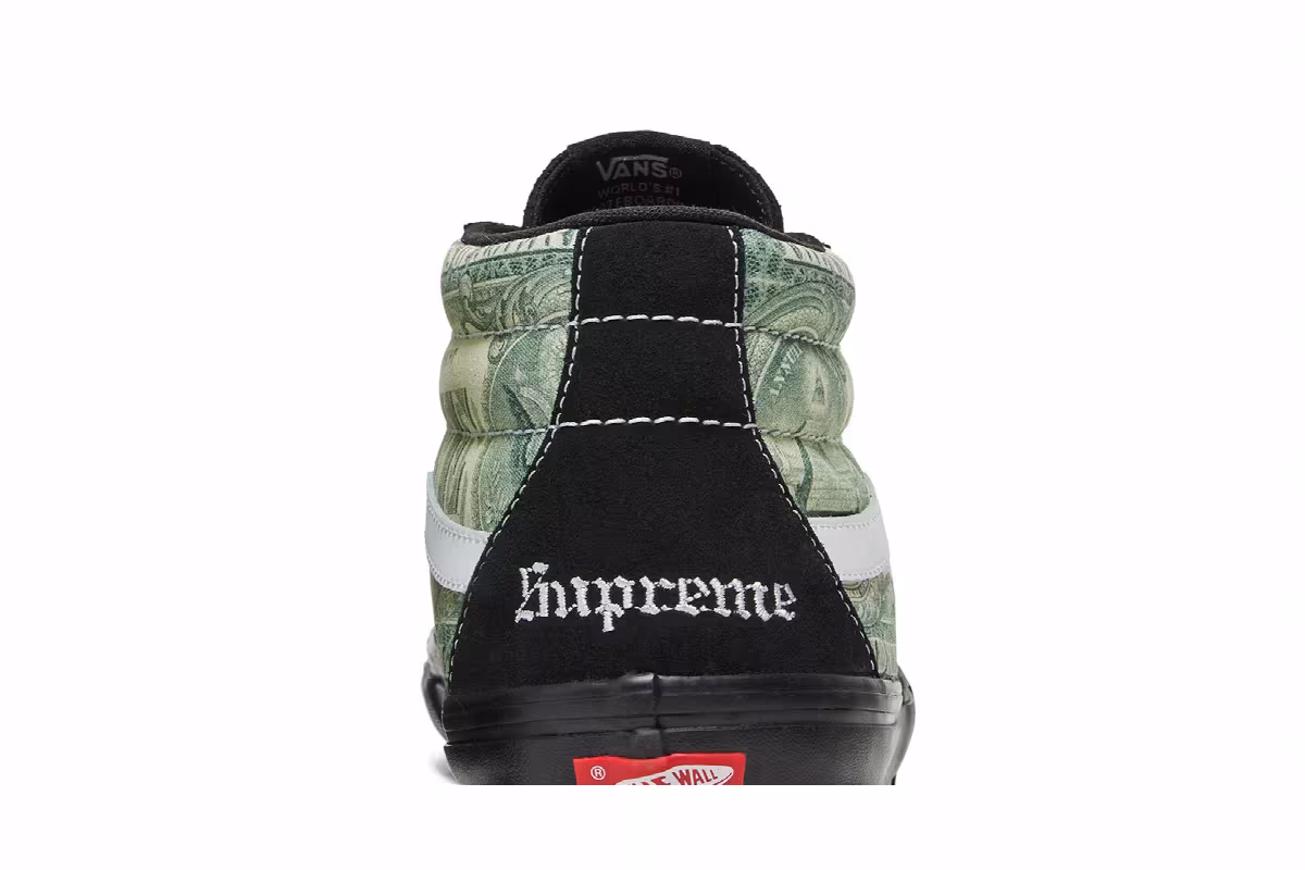 Supreme x Vans Skate Grosso Mid Dollar Bill - Black, view 8